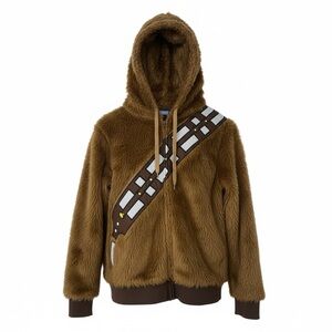 Star Wars Chewbacca Faux Fur Zip Up Hoodie with Bandolier Design Size XL Cosplay